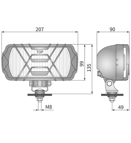 HP1A Halogeen Verstraler afmetingen