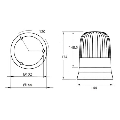 Dasteri Halogen-Rundumleuchte Schrauben Montage 12V