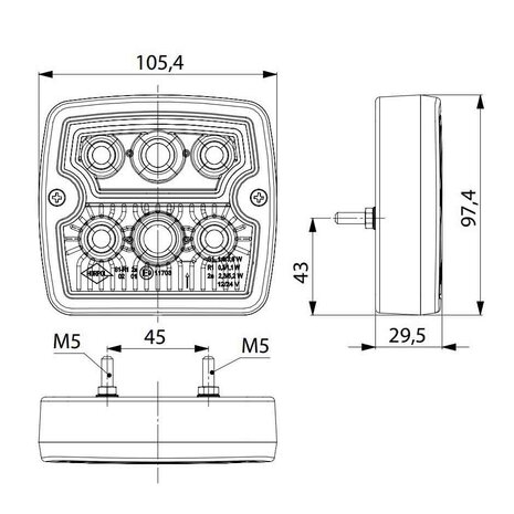 Horpol LED Rückleuchte Eckig 5P LZD 2102