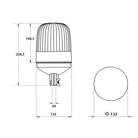 Dasteri Halogen Rundumleuchte DIN Montage 12V