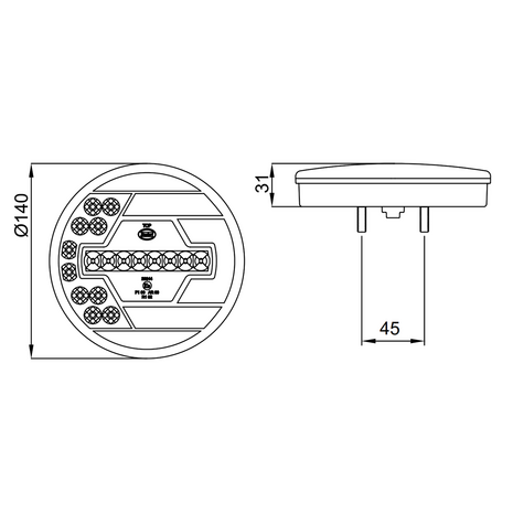 Dasteri LED Nebel + Rückfahrscheinwerfer Links Ø140mm