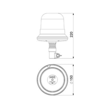 Horpol LED Warnleuchte DIN Halter Orange LDO-2661