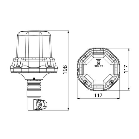 Horpol LED Warnleuchte DIN Halter Orange LDO-2276