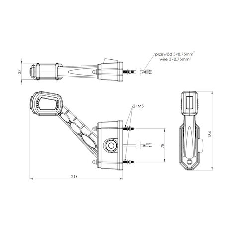 Horpol LED Begrenzungsleuchte + Sensor 3-Funktionen Links