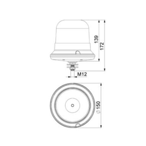 Horpol LED Warnleuchte M12 Bolzenmontage Orange LDO-2662