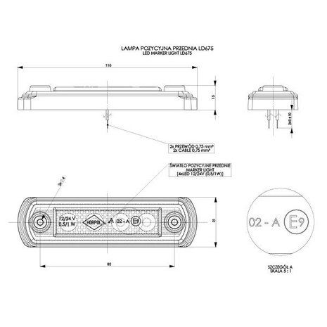 Horpol LED Postionsleuchte Rot Flache Montage 4 Leds LD-677