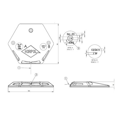 Horpol LED Warnleuchte für Ladungsaufzüge Aluminium LDO 2135