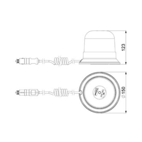 Horpol LED Warnleuchte Magnet Montage Orange LDO-2667