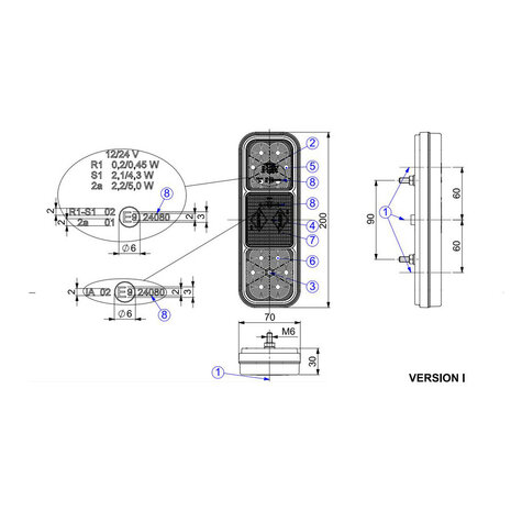 Horpol LED Rückleuchte 3-Funktionen + Reflektor LZD 2831