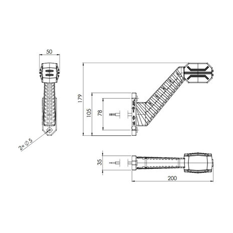 Horpol Dragon LED Begrenzungsleuchte 3-Funktionen Schräg Kurz Links