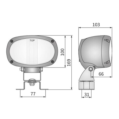 Wesem Halogen Arbeitsscheinwerfer Oval H3 160x100