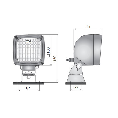 Wesem Halogen Arbeitsscheinwerfer eckig H3 + Schalter