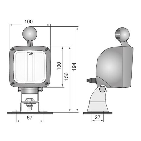 Wesem Halogen Arbeitsscheinwerfer LKR5-FF + AMP-Faston