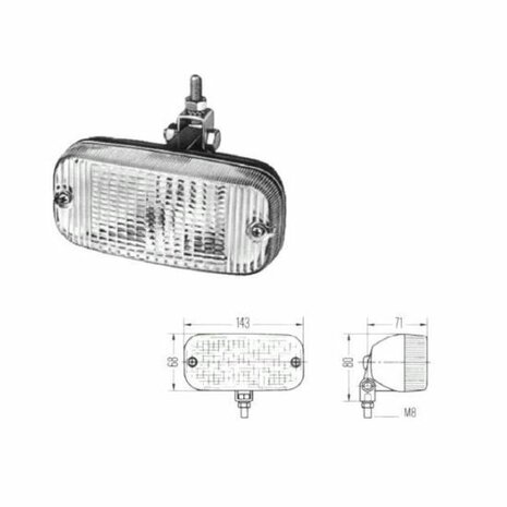 HELLA (TALMU) Tagfahrleuchte 21W Transparent 143x68x77mm | 2PT 964 296-071