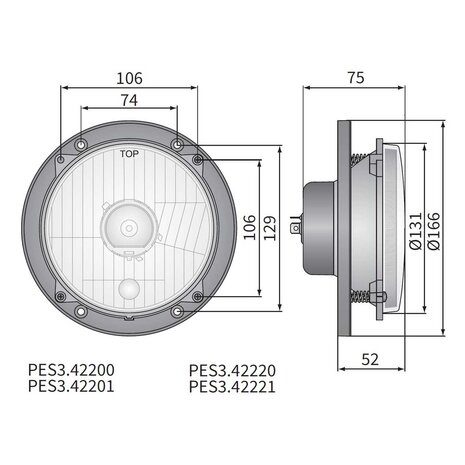 Wesem Hauptscheinwerfer H4 Ø166x75 12V