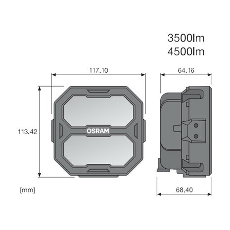 Osram LED Arbeitsscheinwerfer PX Cube Breitstrahler 4500 lm Extra Breit