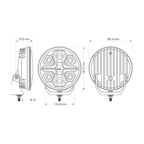 Hella LED-Fernscheinwerfer Blade 7" Chrom Weiß/Orange Positionslicht Ref. 25