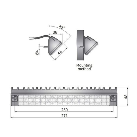 Wesem LED Arbeitsscheinwerfer CRP1 verl&auml;ngert 2200LM + Kabel