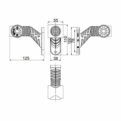 Horpol LED Begrenzungsleuchte 3-Funktionen Schräg Dark Look | LD-2181/GRAPHITE
