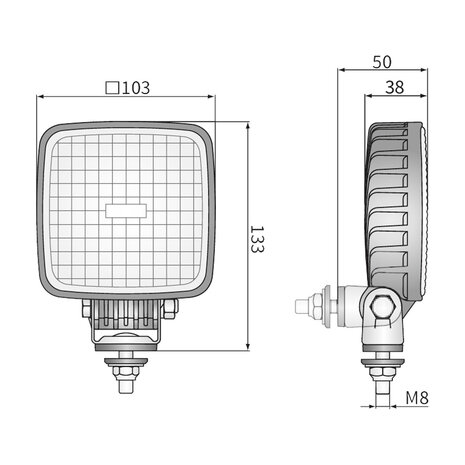 Wesem CRK2 LED Arbeitsscheinwerfer Plastik Eckig + 0,5m Kabel