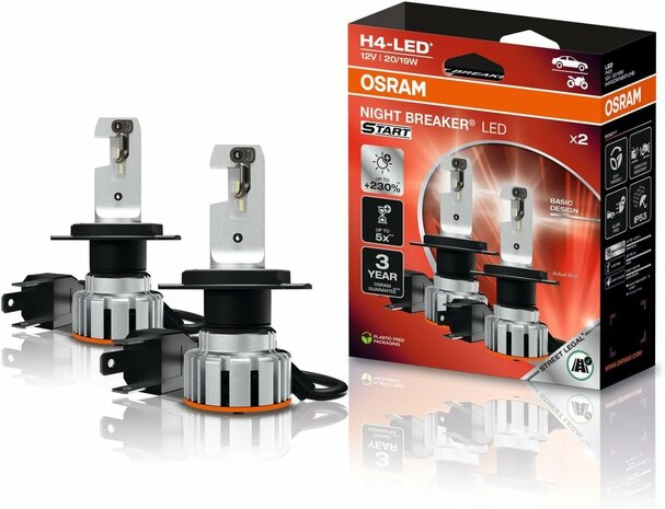 Osram Night Breaker LED Start H4 ECE-zugelassenes Set | +230%