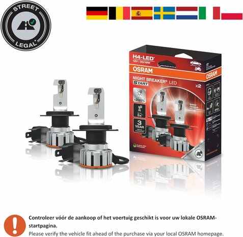 Osram Night Breaker LED Start H4 ECE-zugelassenes Set | +230%