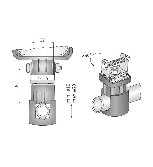 Wesem Arbeitslampenklemme 3D drehbar &Oslash;15-28mm