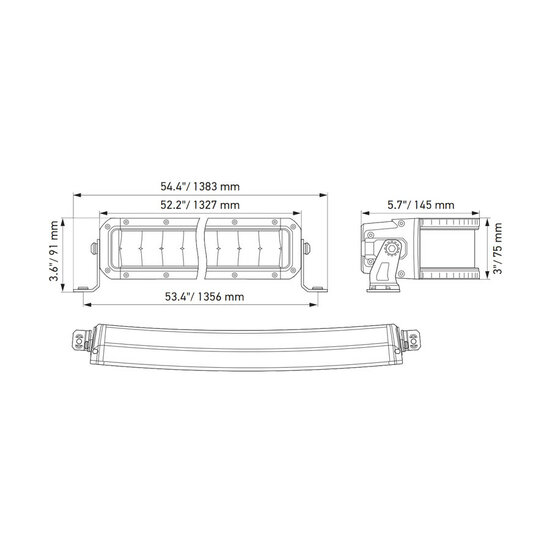 Hella Black Magic Double Cruved LED Lightbar 52&quot; 132CM | 1GJ 358 197-641