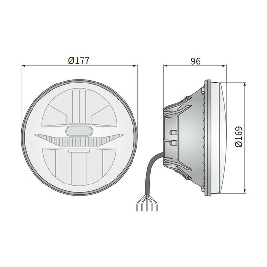 Wesem &Oslash;178mm Einbau LED Scheinwerfer Rund 7 Zoll + Stecker