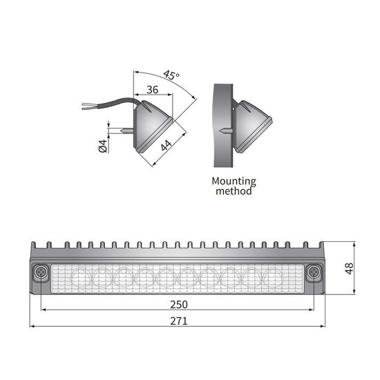 Wesem LED Arbeitsscheinwerfer CRP1 verl&auml;ngert 2200LM + Kabel