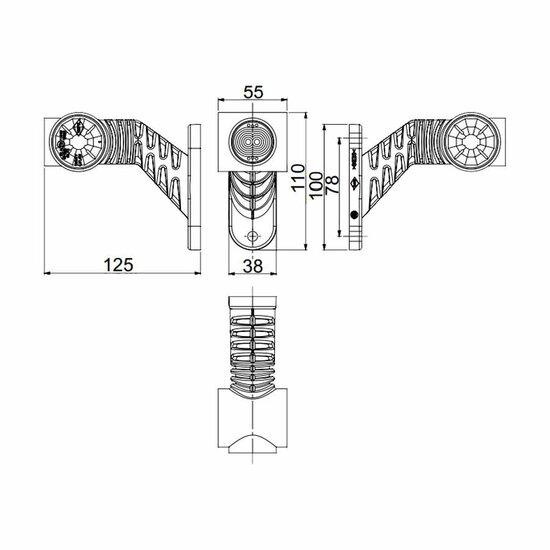 Horpol LED Begrenzungsleuchte 3-Funktionen Schräg Dark Look | LD-2181/GRAPHITE