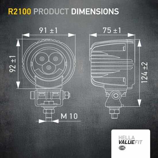 Hella ValueFit R2100 2.0 Flutlicht 2100 lm + Weiß/Gelb Positionslicht