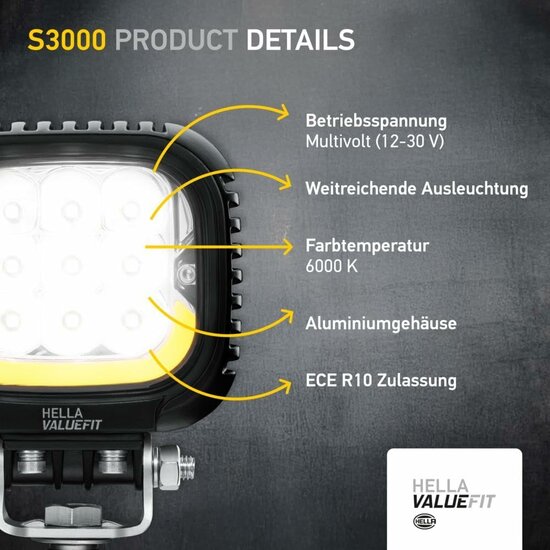 Hella S3000 2.0 LED Fernscheinrwerfer 3000 lm 12-24 V | 1GA 357 109-041