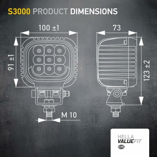 Hella S3000 2.0 LED Flutlicht 3000 lm + Weiß/Gelb Positionslicht