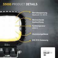 Hella S5000 2.0 LED Flutlicht 5000 lm + Weiß/Gelb Positionslicht