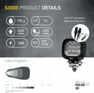 Hella S3000 2.0 LED Flutlicht 3000 lm + Weiß/Gelb Positionslicht