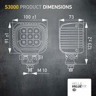 Hella S3000 2.0 LED Flutlicht 3000 lm + Weiß/Gelb Positionslicht