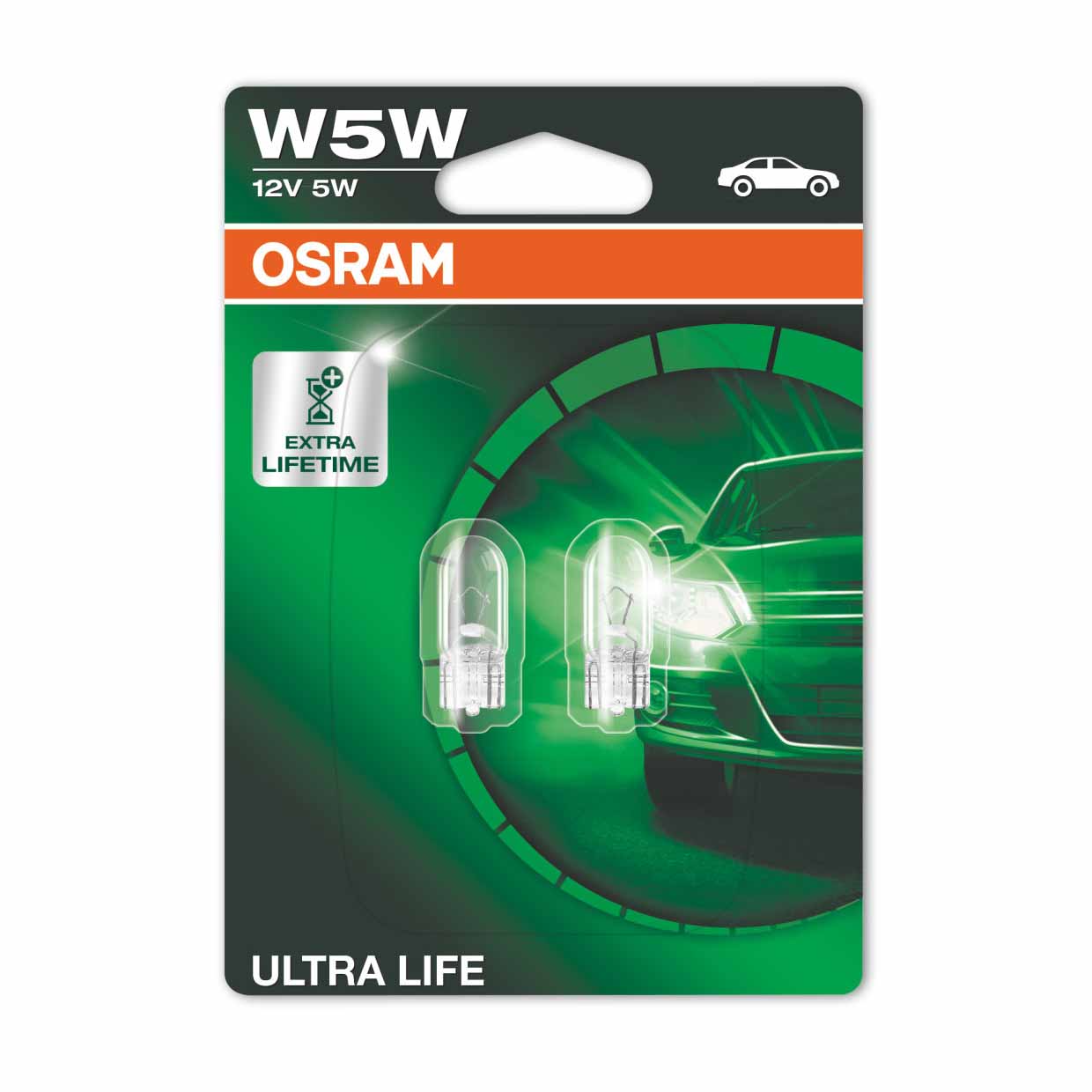 Osram Glühbirne W5W 12V 5W Ultra Life W2.1x9.5d 2 Stück - FahrzeugLED