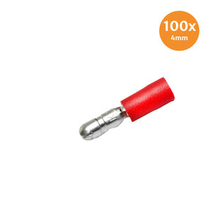 Rundstecker Vollisoliert Rot 4mm (0,5-1,5mm) 100 Stück