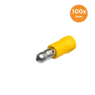 Rundstecker Vollisoliert Gelb 5mm (4-6mm) 100 Stück