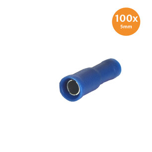 Rundsteckhülse Vollisoliert Blau 5mm (1,5-2,5mm) 100 Stück