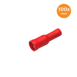 Rundsteckhülse Vollisoliert Rot 4mm (0,5-1,5mm) 100 Stück